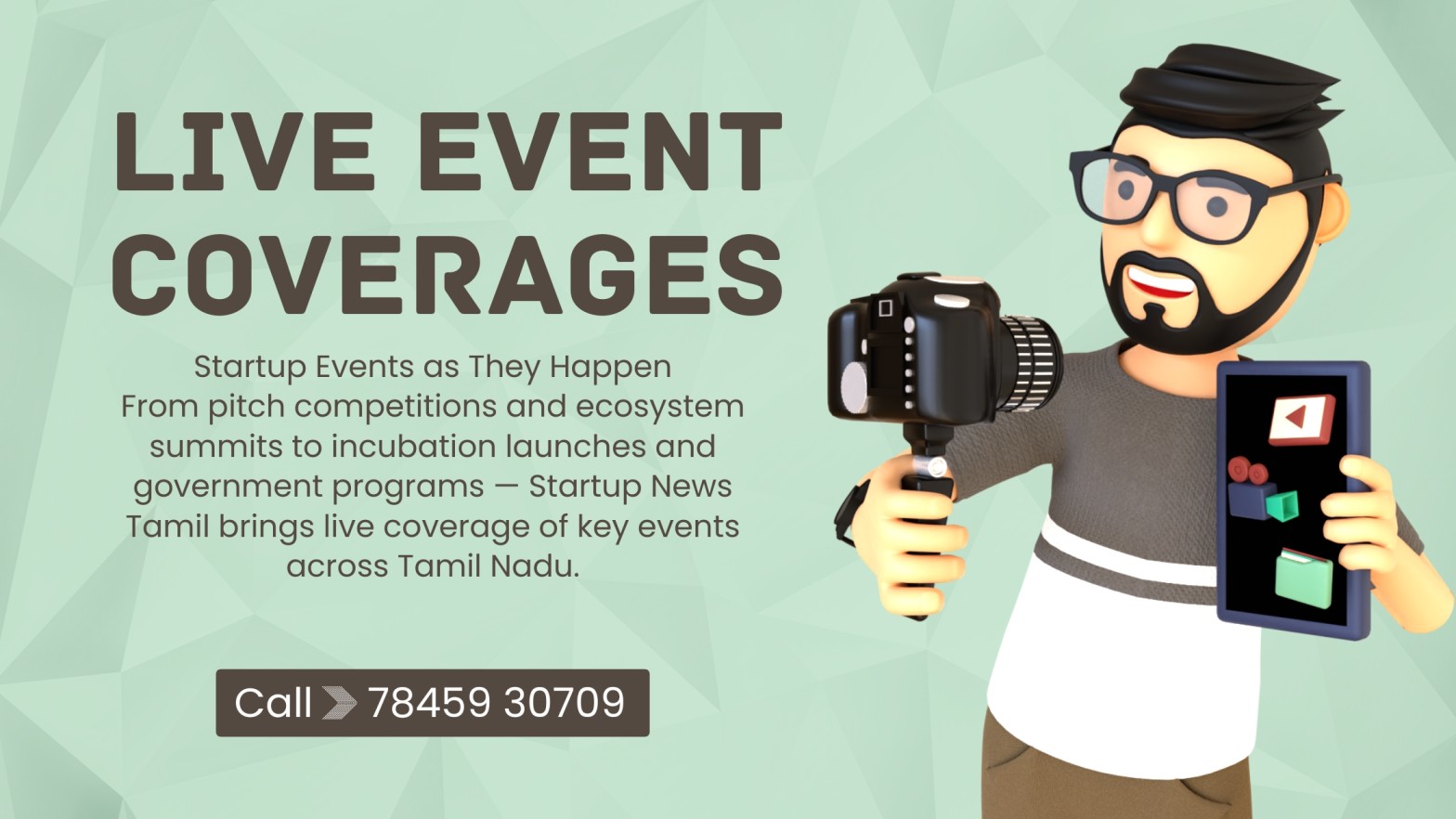 Live Event Coverage startup news tamil